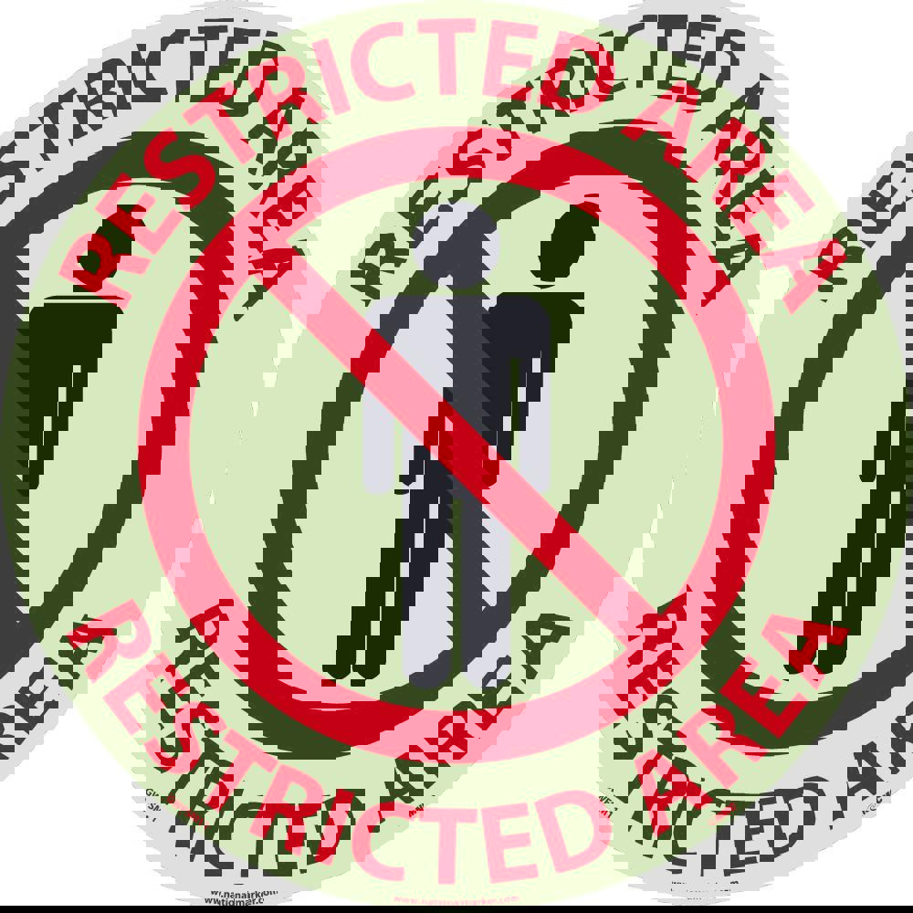 Security & Admittance Adhesive Backed Floor Sign: Round, ''Restricted Area''