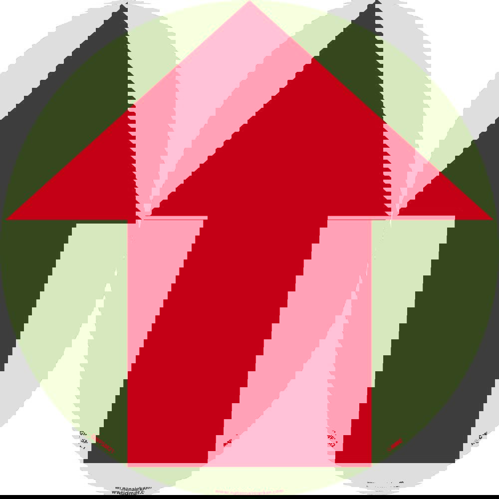 Exit, Entrance & Directional Adhesive Backed Floor Sign: Round, ''(Arrow Graphic Only) Red On Glow''