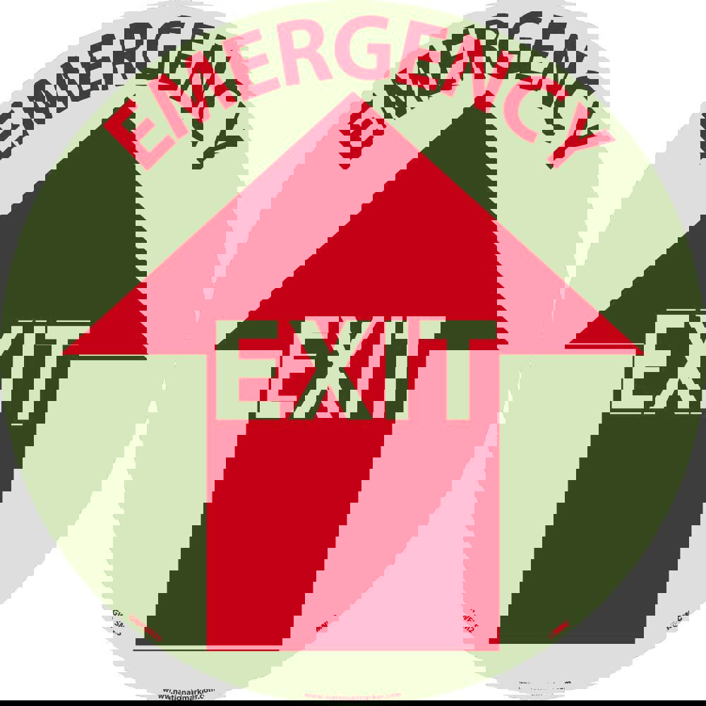 Exit, Entrance & Directional Adhesive Backed Floor Sign: Round, ''Emergency Exit''