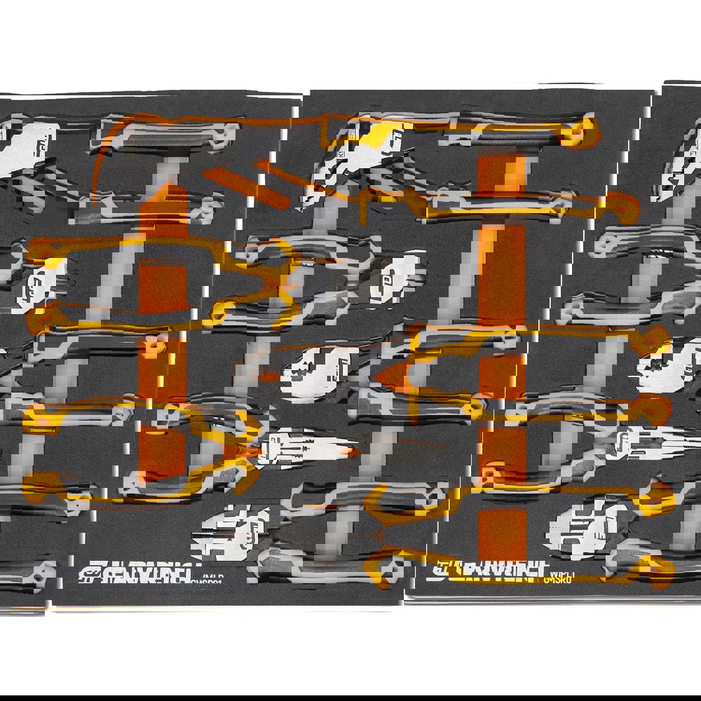 Plier Sets; Plier Type Included: PITBULL Cushion Pliers ; Set Type: Assortment; Plier Set ; Container Type: Foam Module ; Overall Length: 13-1/2 in ; Handle Material: Comfort Grip; Cushion Grip ; Includes: 5 PITBULL Pliers