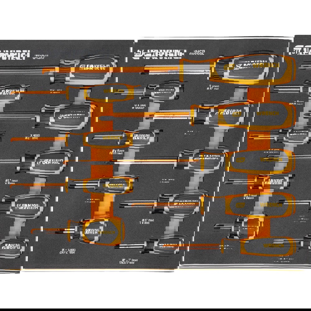 Screwdriver Sets; Screwdriver Types Included: Phillips ; Container Type: Foam Module ; Hex Size: 0 ; Tether Style: Not Tether Capable ; Finish: Black Oxide ; Number Of Pieces: 9