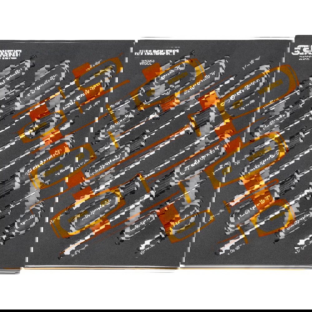 Screwdriver Sets; Screwdriver Types Included: 3/16 In; 1/4 In; 5/16 In; Slotted ; Container Type: Foam Module ; Hex Size: 0 ; Tether Style: Not Tether Capable ; Finish: Black Oxide ; Number Of Pieces: 9