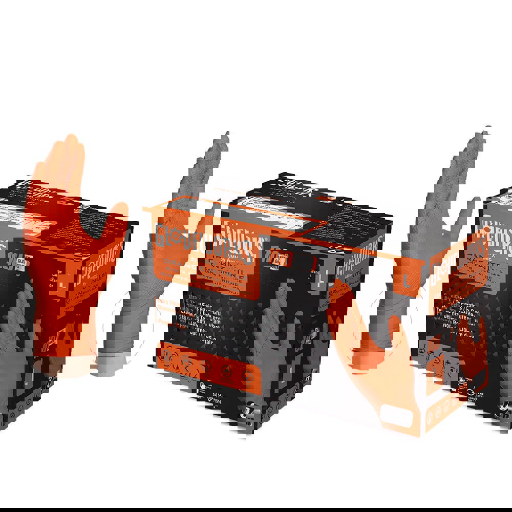 Disposable Gloves: 8.00 mil, Nitrile, Industrial Grade,