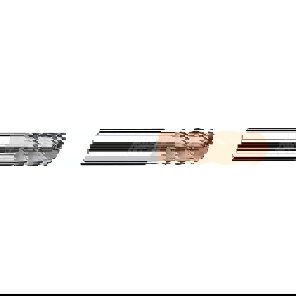 Ball End Mill: 3.00 mm Dia, 6.00 mm LOC, 4 Flute, Solid Carbide