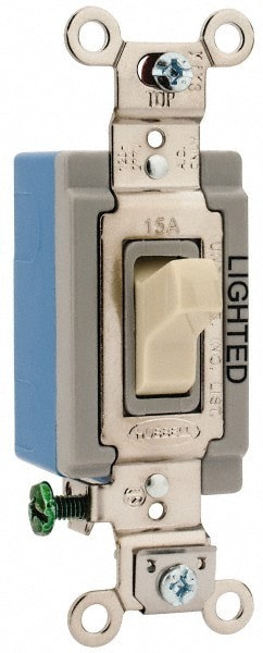 1 Pole, 120 to 277 VAC, 15 Amp, Residential Grade Toggle Wall Switch