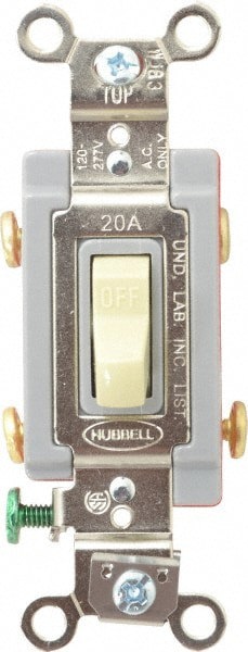 2 Pole, 120 to 277 VAC, 20 Amp, Industrial Grade Toggle Wall Switch