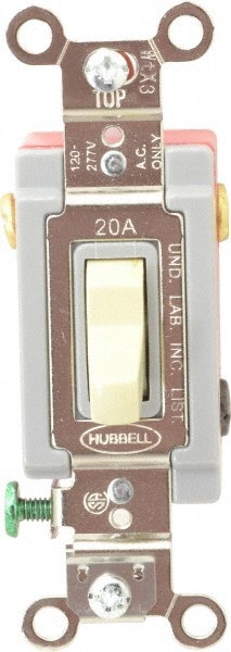 3 Pole, 120 to 277 VAC, 20 Amp, Industrial Grade Toggle Three Way Switch