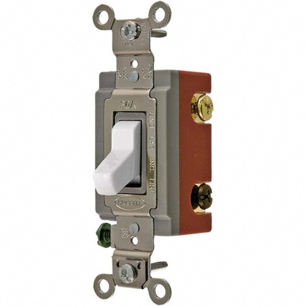 Toggle Switches; Switch Type: Extra Heavy Duty ; Switch Sequence: Off-On ; Contact Form: SPDT ; Actuator Type: Toggle ; Terminal Type: Screw ; Maximum Amperage at 125 Volts: 20