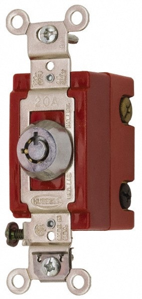 120 to 277 VAC, 20 Amp at 125 Volt, 23 Amp at 250 Volt, DPDT, 6 Tumbler Barrel Key Switch