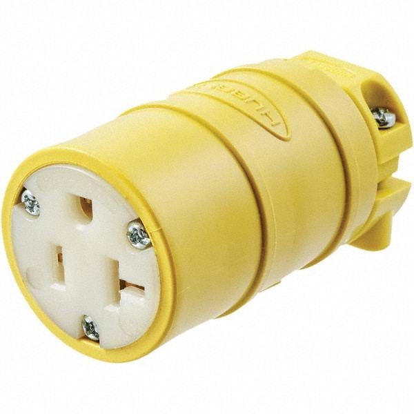 Straight Blade Connector: Industrial, 5-20R, 125VAC, Yellow