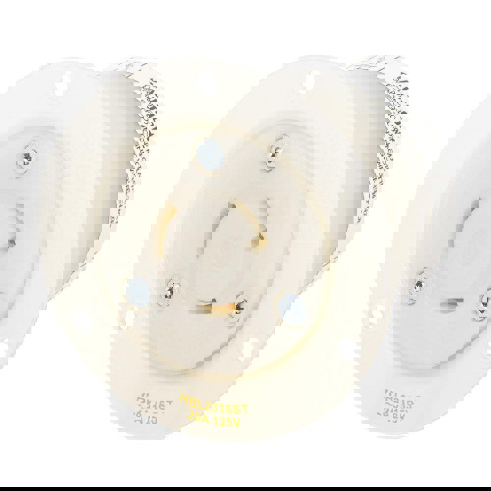 Twist Lock Receptacles; Receptacle Type: Single ; Mount Type: Screw ; Gender: Female ; Material: Nylon ; Color: White ; Flange Style: Flanged
