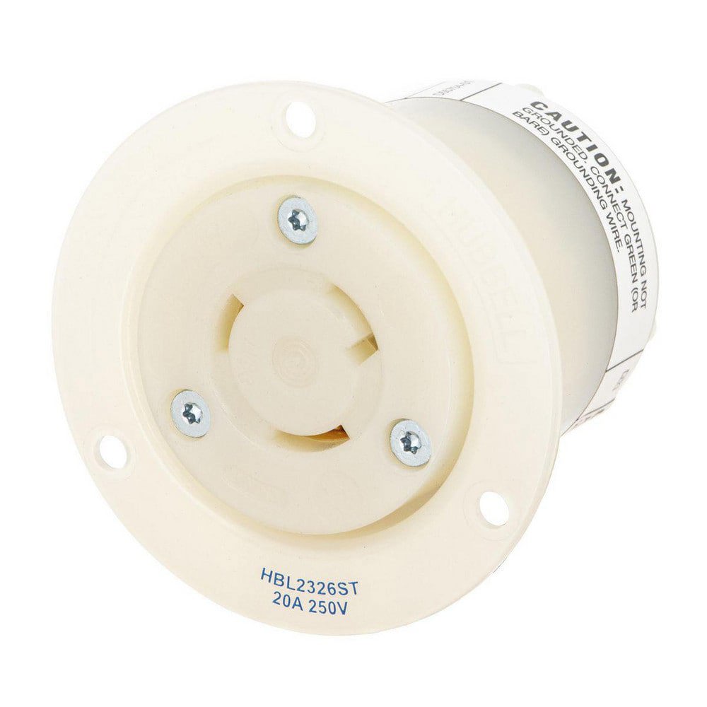 Twist Lock Receptacles; Receptacle Type: Single ; Mount Type: Screw ; Gender: Female ; Material: Nylon ; Color: White ; Flange Style: Flanged
