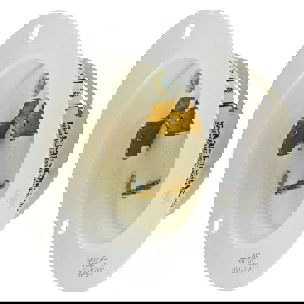 Locking Devices, Twist-Lock. Edge, Industrial, Flanged Inlet, 20A 277V AC, 2-Pole 3-Wire Grounding, L7-20P, Screwless Terminal, White