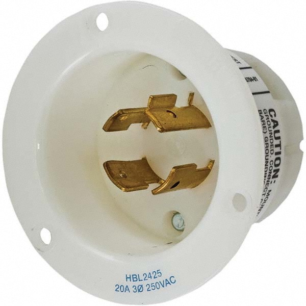 Locking Inlet: Inlet, Industrial, L15-20P, 250V, White