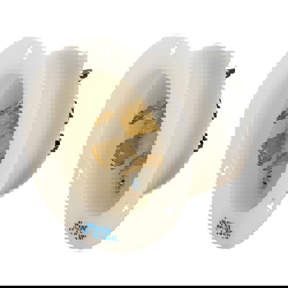 Locking Devices, Twist-Lock., Industrial, Insulgrip. Flanged Inlet, 20A 3-Phase 250V AC, 3-Pole 4-Wire Grounding, L15-20P, Spring Terminal, Nylon casing, Back wired, White.