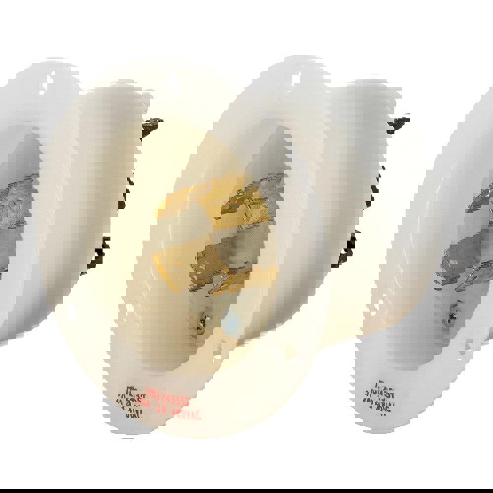 Locking Devices, Twist-Lock., Industrial, Insulgrip. Flanged Inlet, 20A 3-Phase 480V AC, 3-Pole 4-Wire Grounding, L16-20P, Spring Terminal, Nylon casing, Back wired, White.