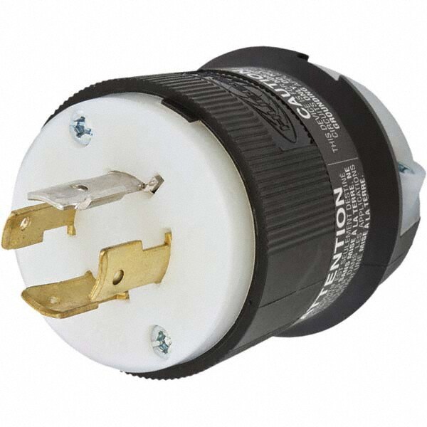 Locking Inlet: Plug, Industrial, L19-20P, 277 & 480V, Black & White