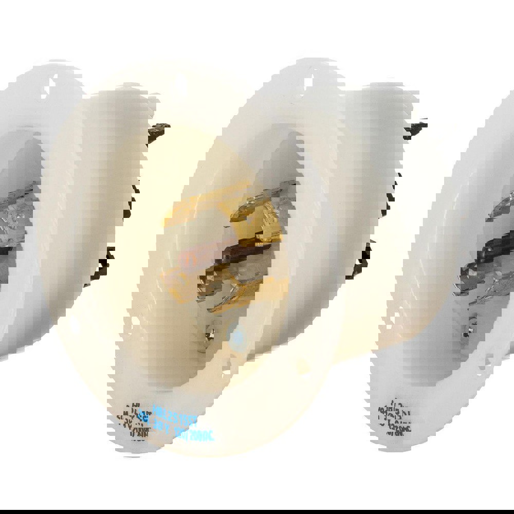 Locking Devices, Twist-Lock., Industrial, Insulgrip. Flanged Inlet, 20A 3-Phase Wye 120/208V AC, 4-Pole 5-Wire Grounding, L21-20P, Spring Terminal, Nylon casing, Back wired, White.