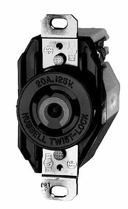 277/480 VAC, 20 Amp, L22-20R NEMA, Self Grounding Receptacle
