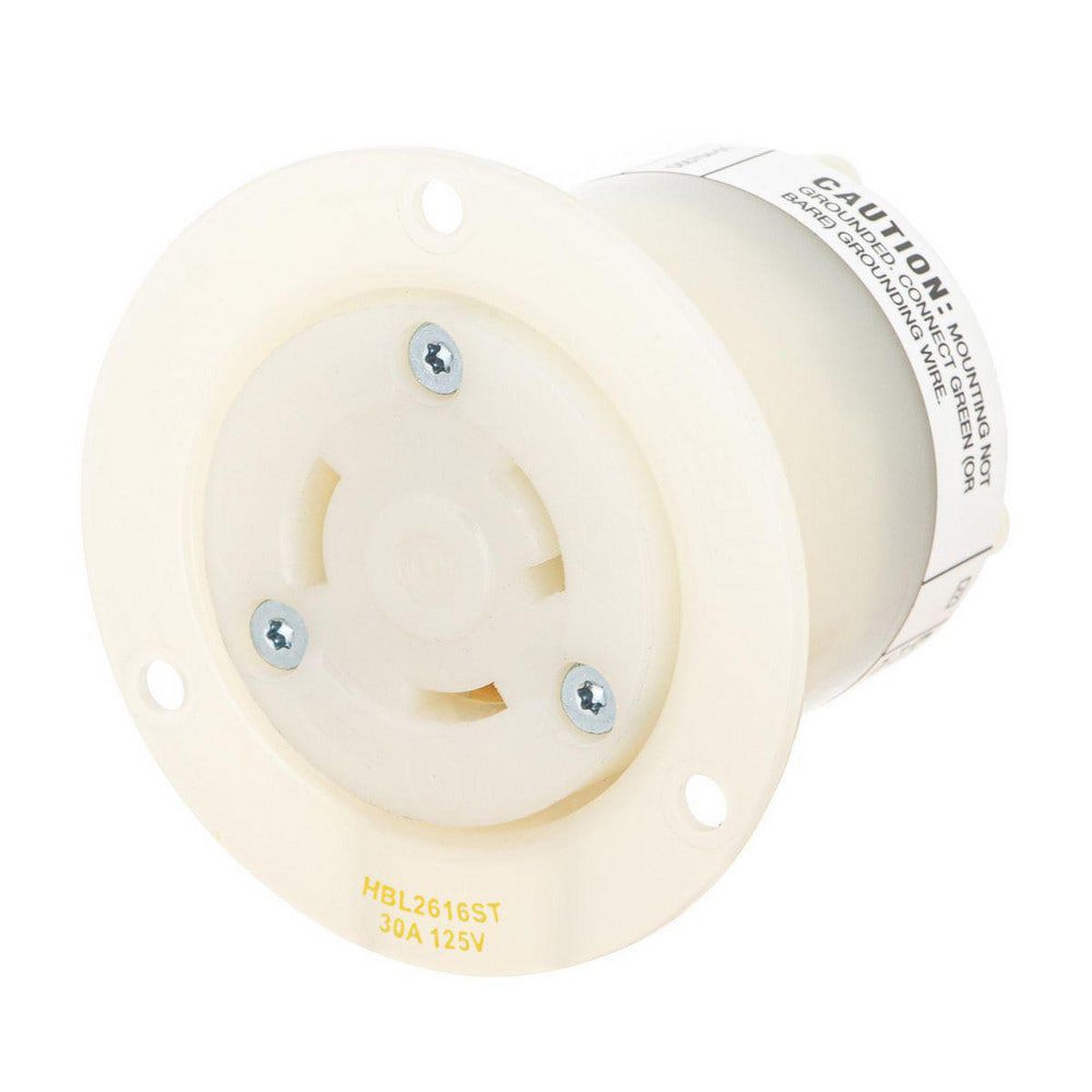 Twist Lock Receptacles; Receptacle Type: Single ; Mount Type: Screw ; Gender: Female ; Material: Nylon ; Color: White ; Flange Style: Flanged