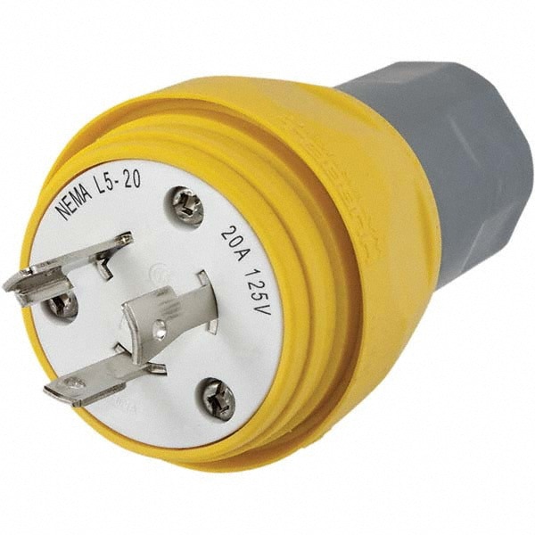 Locking Inlet: Plug, Industrial, L5-20P, 125V, Yellow