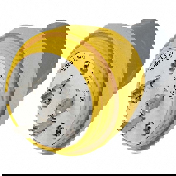 Locking Inlet: Plug, Industrial, L6-20P, 250V, Yellow