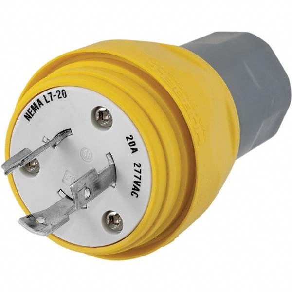 Locking Inlet: Plug, Industrial, L7-20P, 277V, Yellow