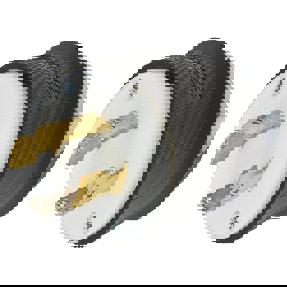 Locking Devices, Twist-Lock., Industrial, Male Insulgrip. Plug, 30A 125/250V, 3-Pole 4-Wire Grounding, L14-30P, Spring Terminal, Black and White Nylon.