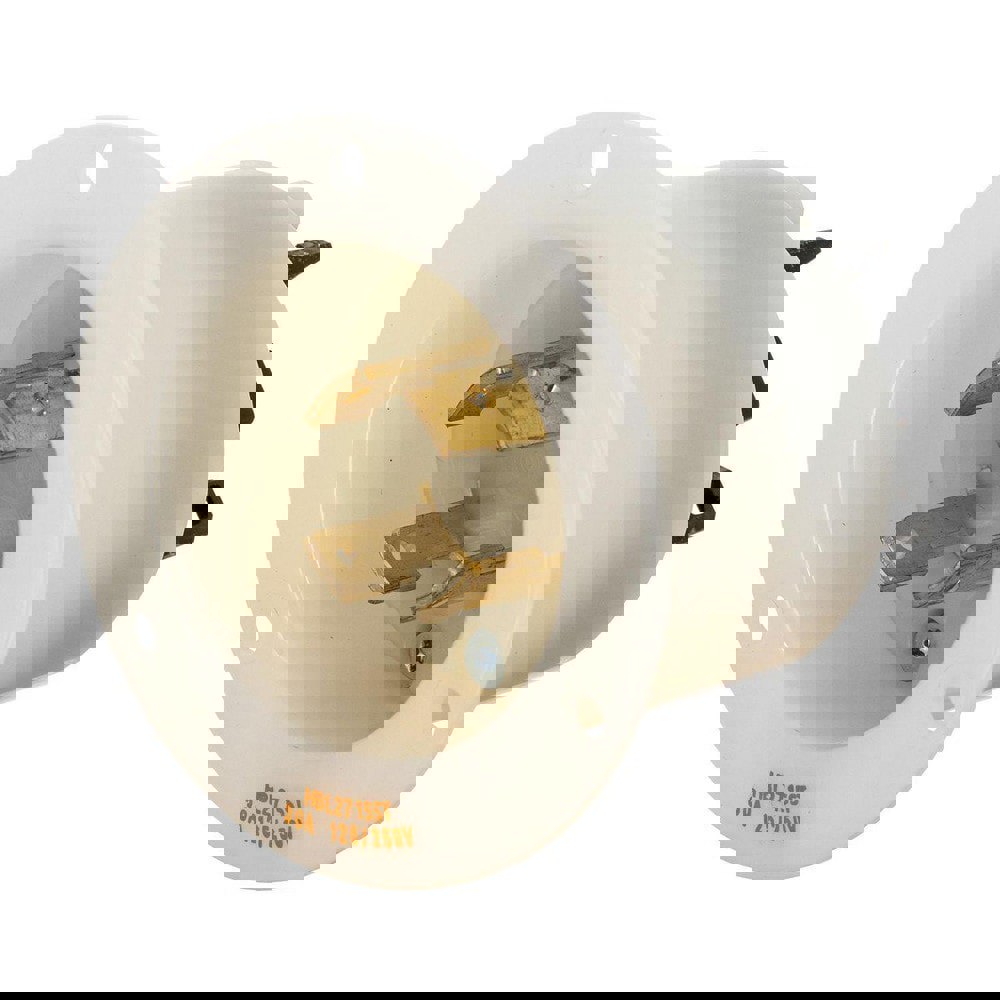 Locking Devices, Twist-Lock., Industrial, Insulgrip. Flanged Inlet, 30A 125/250V, 3-Pole 4-Wire Grounding, L14-30P, Spring Terminal, White.