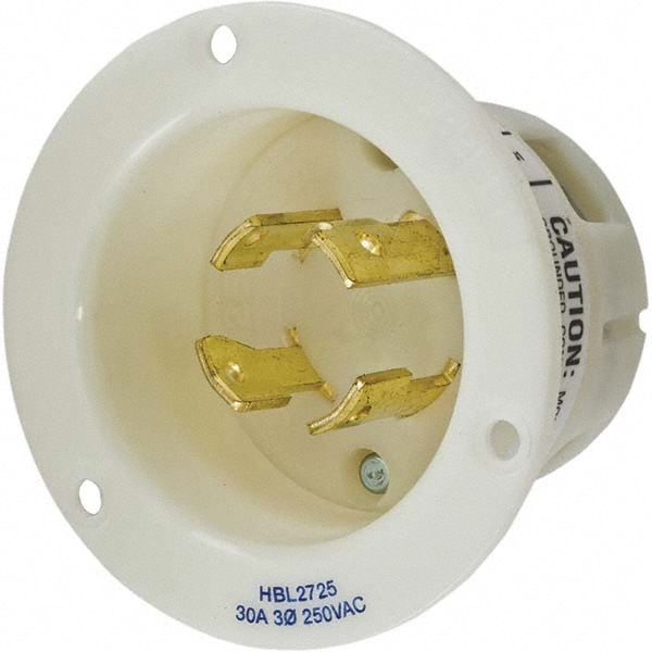 Locking Inlet: Inlet, Industrial, L15-30P, 250V, White