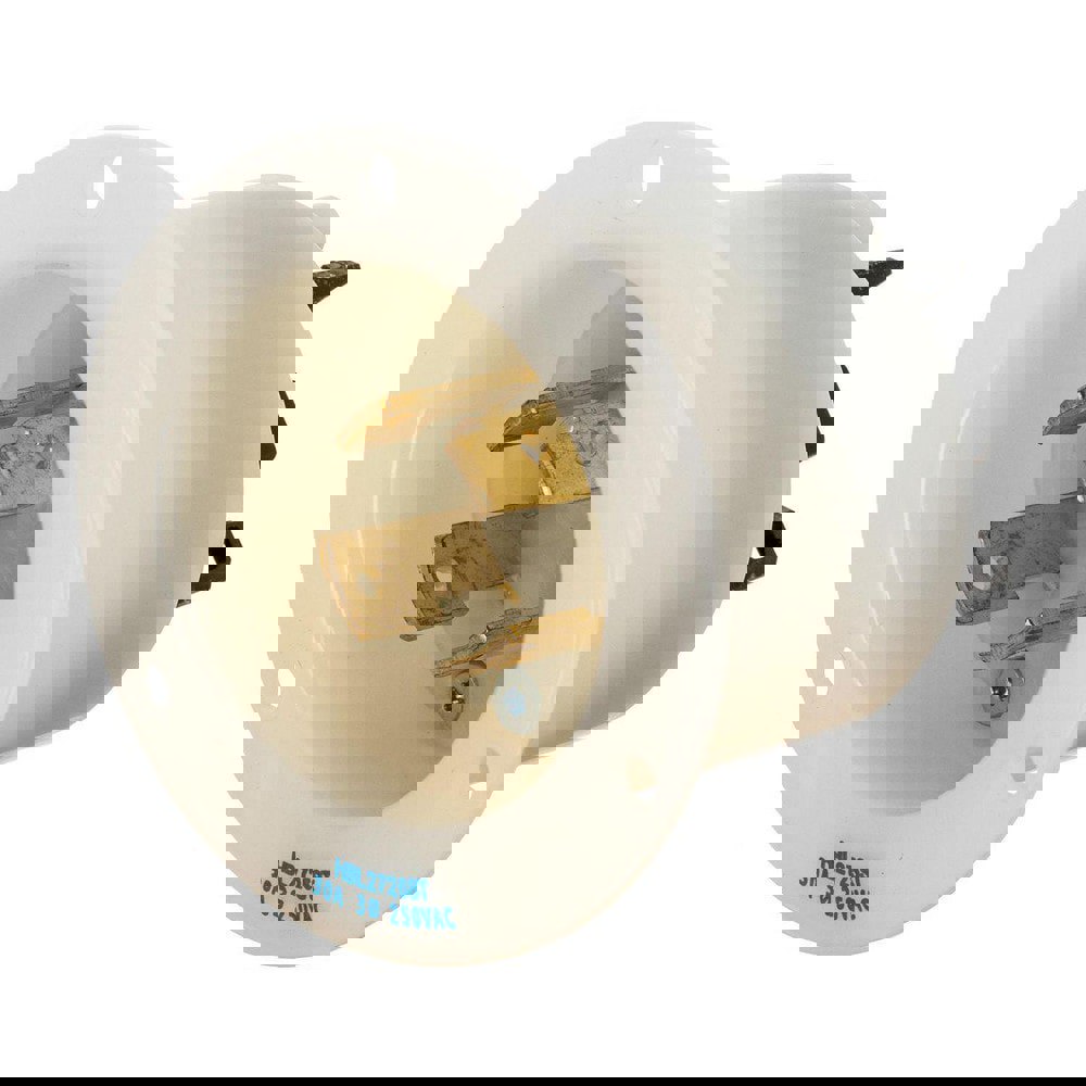 Locking Devices, Twist-Lock., Industrial, Insulgrip. Flanged Inlet, 30A 3-Phase Delta 250V AC, 3-Pole 4-Wire Grounding, L15-30P, Spring Terminal, White.