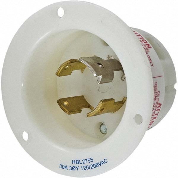 Locking Inlet: Inlet, Industrial, L18-30P, 120 & 208V, White