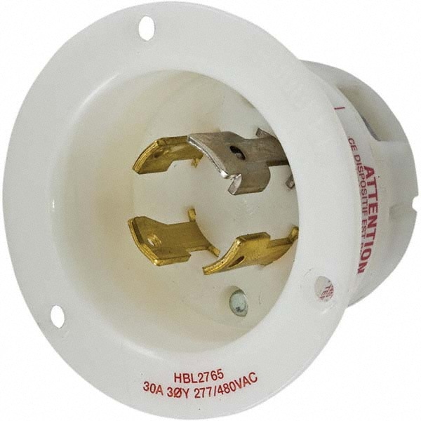 Locking Inlet: Inlet, Industrial, L19-30P, 277 & 480V, White