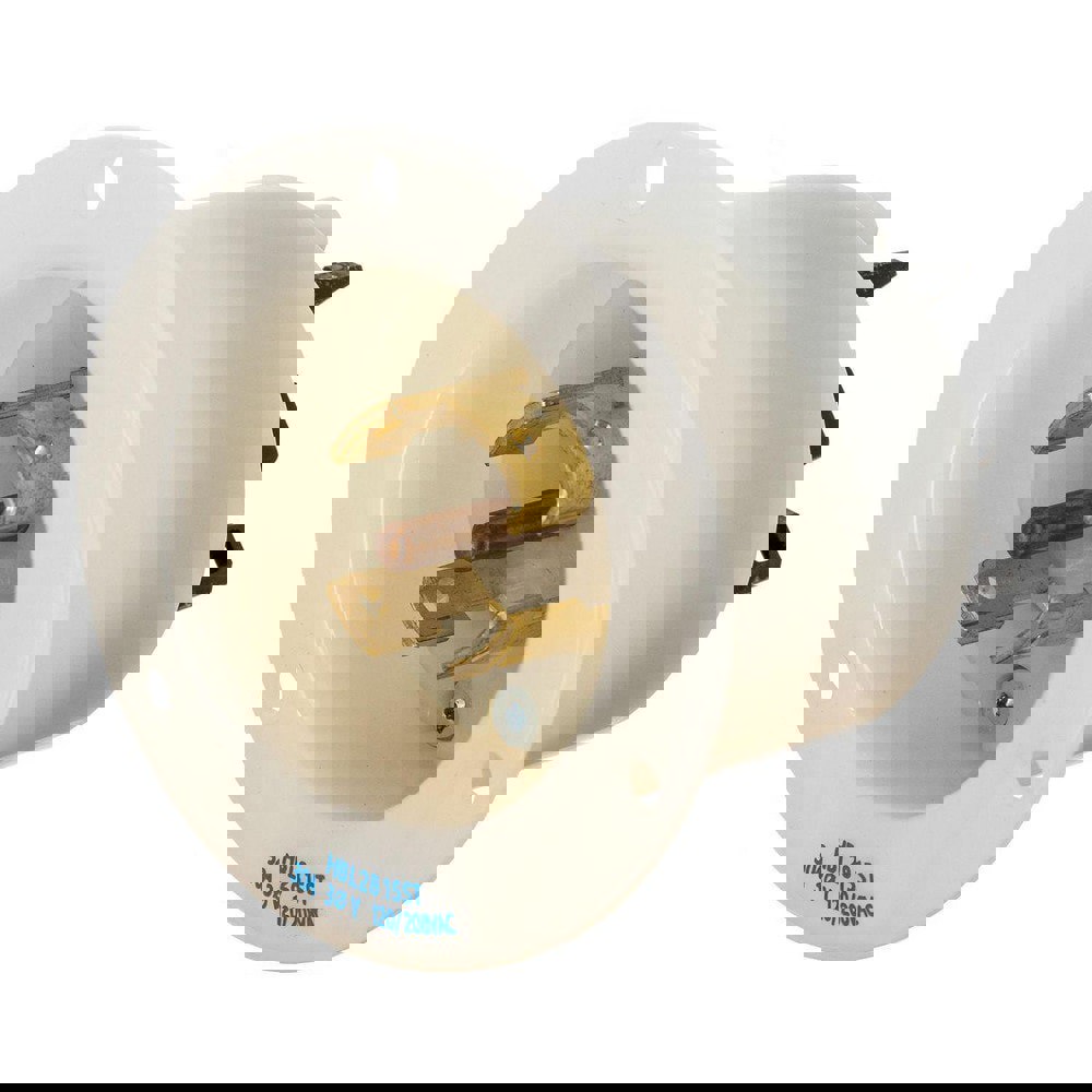 Locking Devices, Twist-Lock., Industrial, Insulgrip. Flanged Inlet, 30A 3-Phase Wye 120/208V AC, 4-Pole 5-Wire Grounding, L21-30P, Spring Terminal, White.
