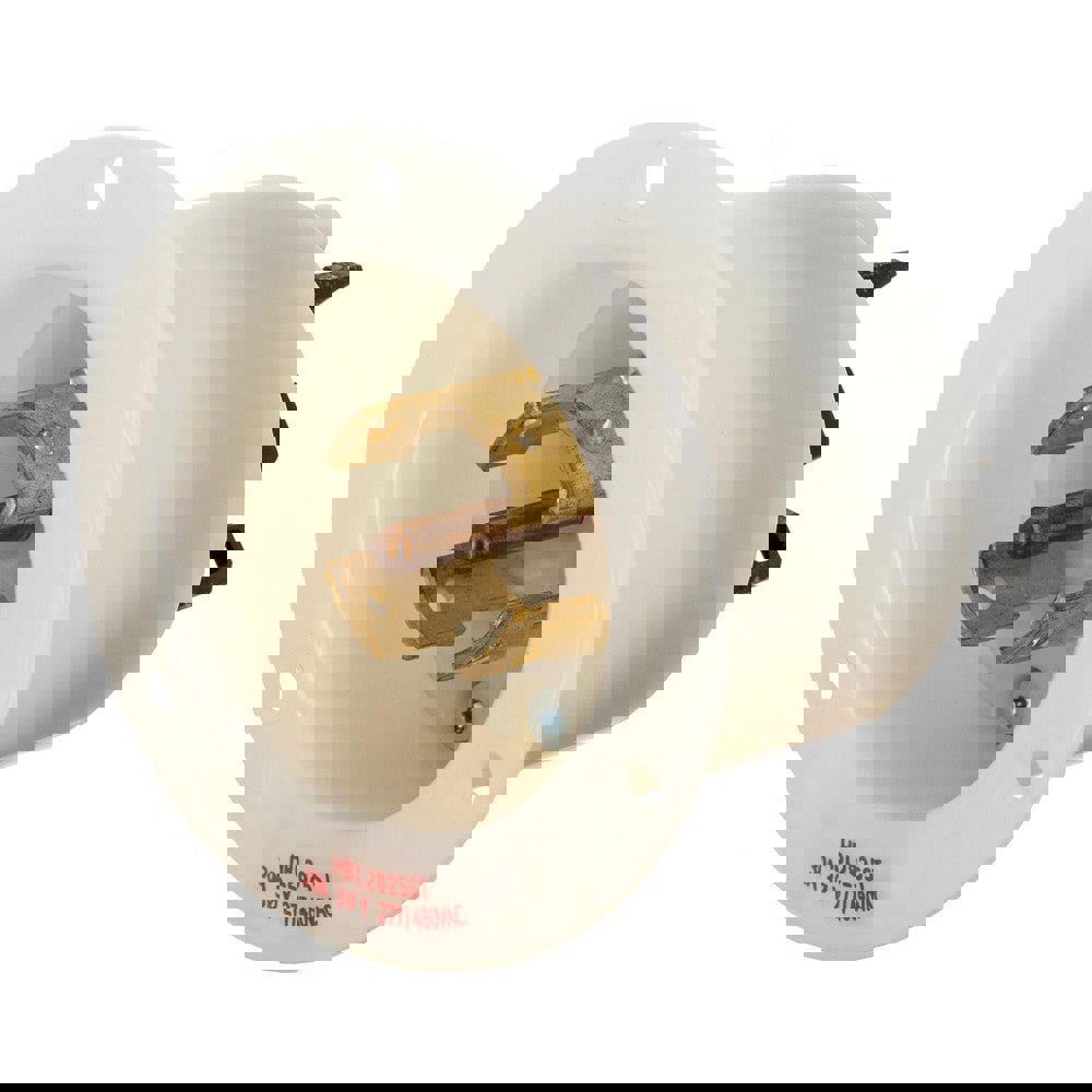 Locking Devices, Twist-Lock., Industrial, Insulgrip. Flanged Inlet, 30A 3-Phase Wye 277/480V AC, 4-Pole 5-Wire Grounding, L22-30P, Spring Terminal, White.