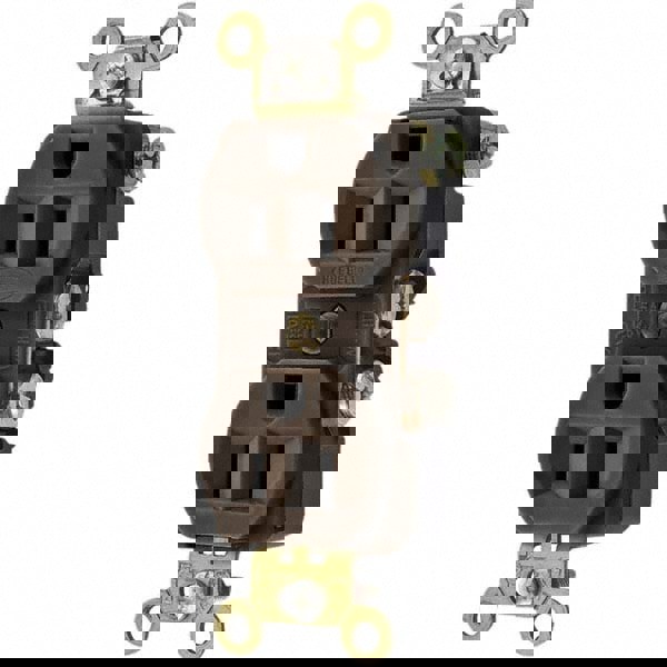 Straight Blade Duplex Receptacle: NEMA 5-15R, 15 Amps, Self-Grounding