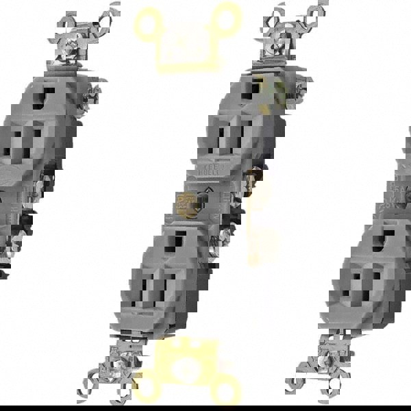 Straight Blade Duplex Receptacle: NEMA 5-15R, 15 Amps, Self-Grounding