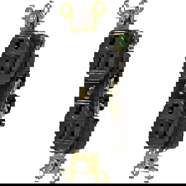 Straight Blade Duplex Receptacle: NEMA 5-15R, 15 Amps, Self-Grounding