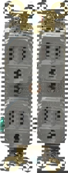 Straight Blade Duplex Receptacle: NEMA 5-15R, 15 Amps, Self-Grounding