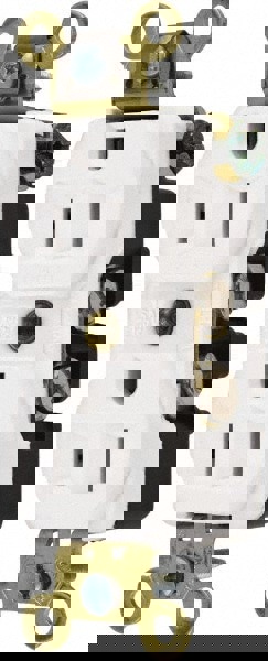 Straight Blade Duplex Receptacle: NEMA 5-15R, 15 Amps, Self-Grounding