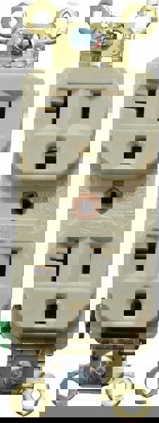 Straight Blade Duplex Receptacle: NEMA 5-20R, 20 Amps, Self-Grounding