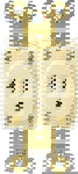 Straight Blade Single Receptacle: NEMA 5-20R, 20 Amps, Self-Grounding