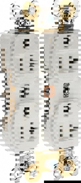 Straight Blade Duplex Receptacle: NEMA 5-20R, 20 Amps, Self-Grounding