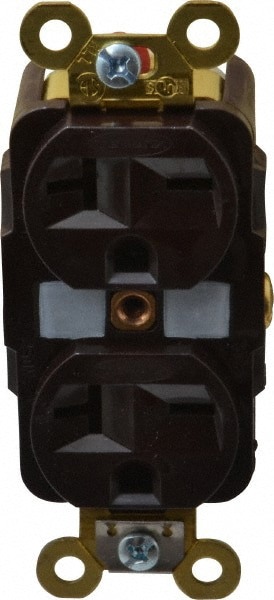 Straight Blade Duplex Receptacle: NEMA 6-20R, 20 Amps, Self-Grounding