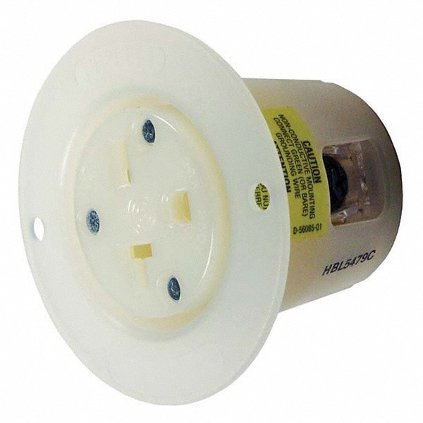 Straight Blade Flanged Receptacle: NEMA 6-20R, 20 Amps, Grounded
