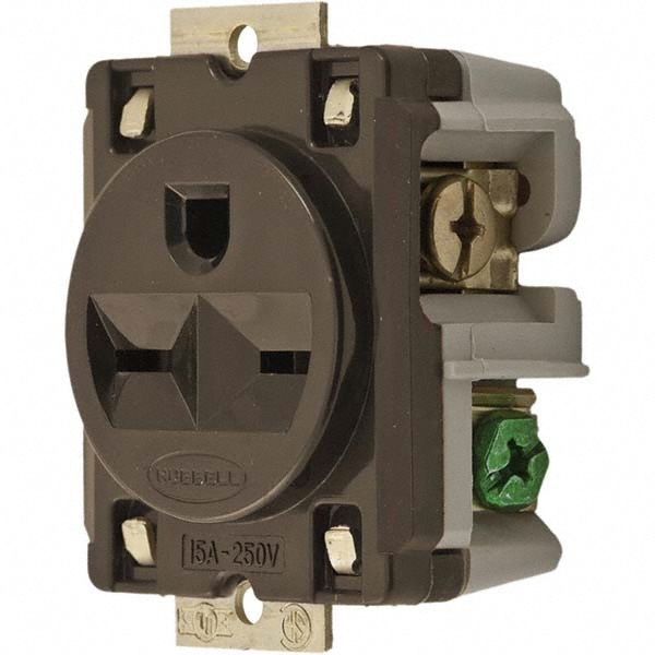Straight Blade Single Receptacle: NEMA 6-15R, 15 Amps, Grounded