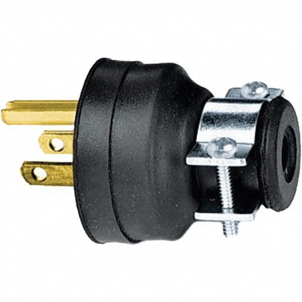 Straight Blade Plug: Industrial, 5-15P, 125VAC, Black