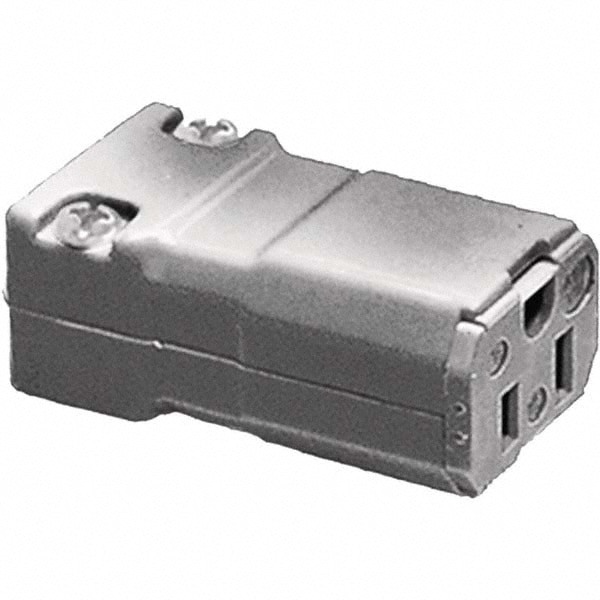 Straight Blade Connector: Industrial, 5-15R, 125VAC, Gray