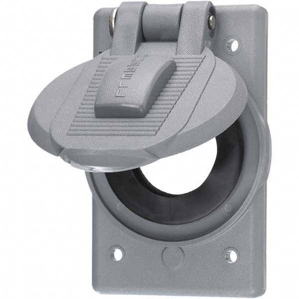 Weatherproof Box Covers; Electrical Box Shape: Round; Number Of Outlets: 1; Resistance Features: Weather-Resistant; Housing Material: Thermoplastic; Overall Length: 4.5600 in; Recommended Environment: Wet Location; Overall Width: 2.8400 in; Housing Color:
