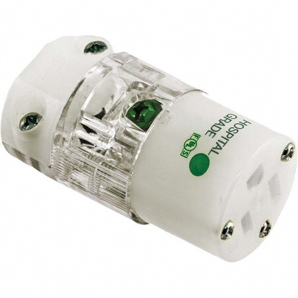 Straight Blade Connector: Hospital, 5-15R, 125VAC, Clear